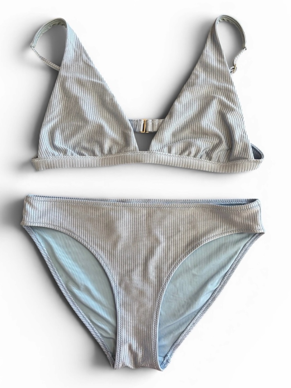 Aerie Women’s Grey/Blue Shine Rib 2 piece bathing suits Sz M